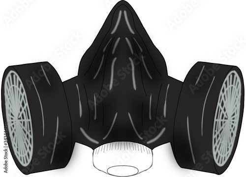 Gasmaske ABC-Maske Maske Mundschutz Atemschutz Vektor Zeichnung Comic