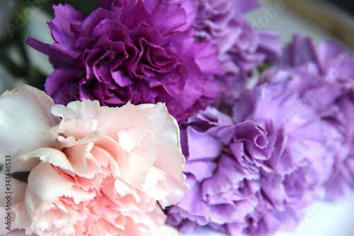 charming bouquet of carnations in lilac tones