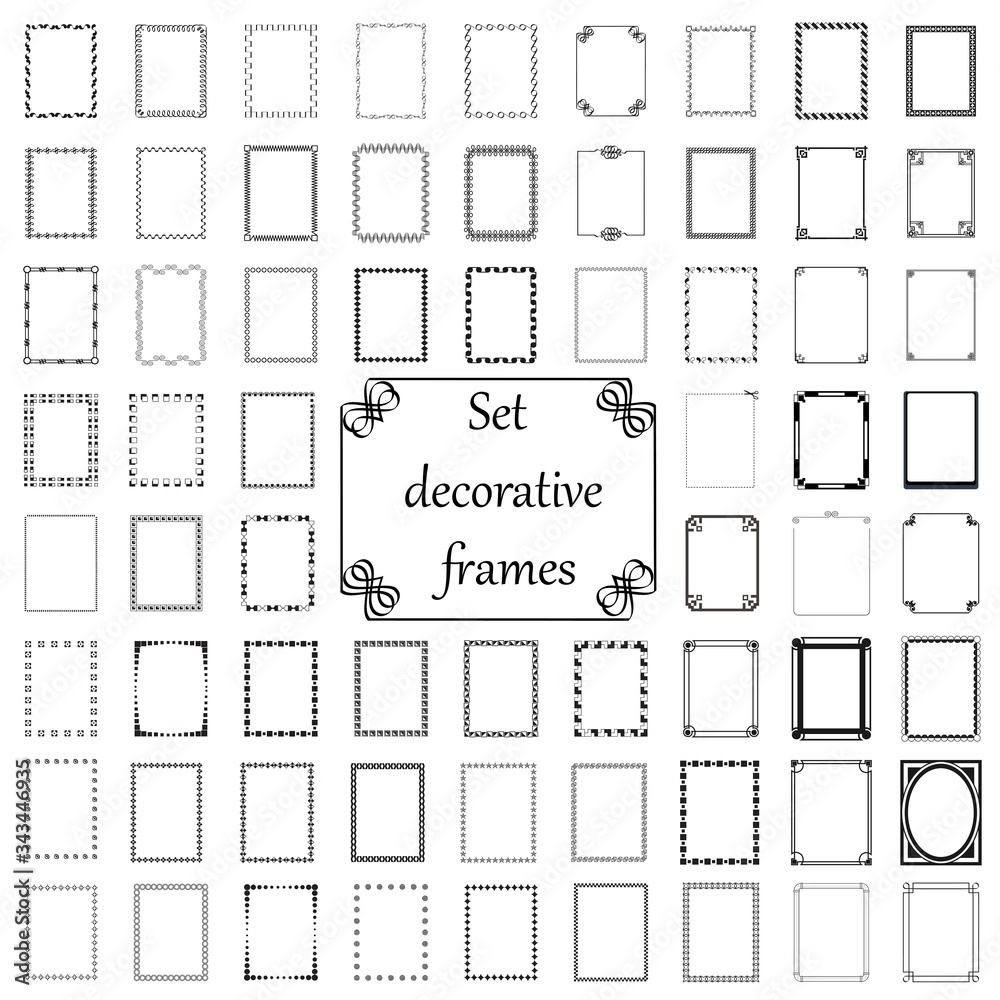 Vector set frames and borders set. Floral style ornamental photo and art frames, creative design elements for certificates, awards , diplomas, business card.