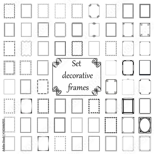 Vector set frames and borders set. Floral style ornamental photo and art frames, creative design elements for certificates, awards , diplomas, business card.