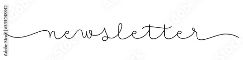 NEWSLETTER black vector monoline calligraphy banner with swashes