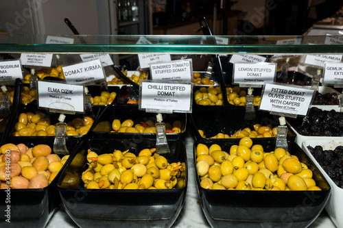 Turkish olives different mix for sale in Grand Bazaar photo