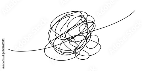 Scribble chaos line brush stroke, vector doodle sketch circle