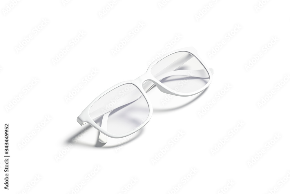 Blank white eye glasses with frame mockup, side view Blank white eye glasses with frame mockup, side view