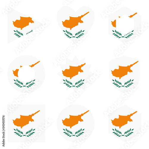 Set of nine form Cyprus. Vector icons. National flag of the