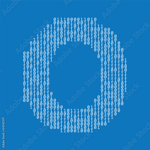 Letter O made from binary code digits. Technology background photo
