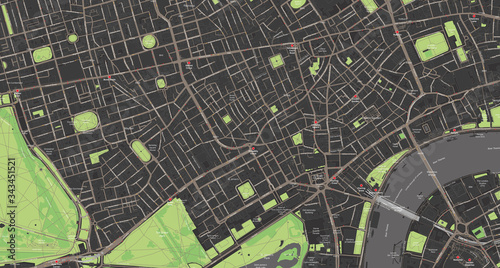 Detailed map of Mayfair  Soho  Holborn     London UK