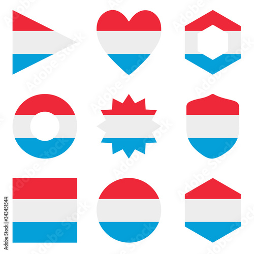 Set of nine form Luxembourg. Vector icons. National flag of the photo