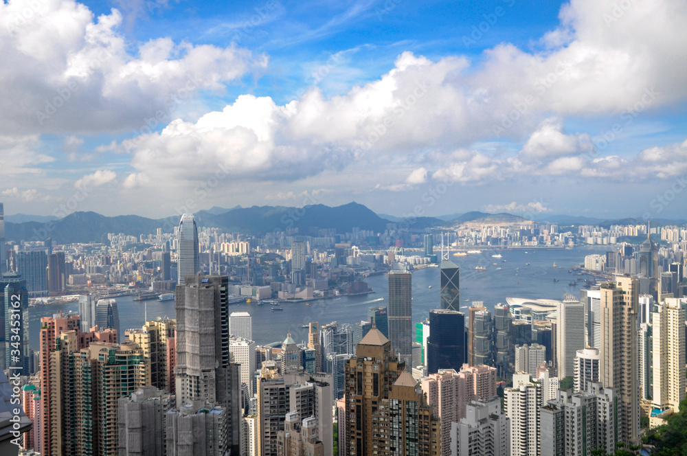 Panoramic view of Hong Kong and Kowloon