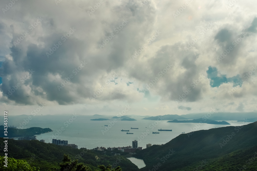 Lantau bay view with cloudy sky. Hong Kong