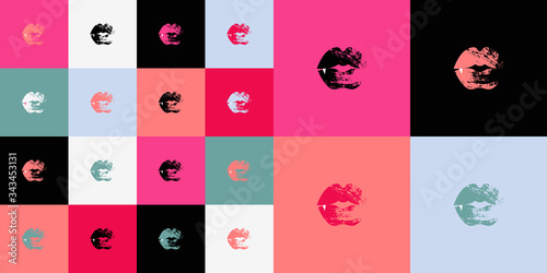 Ornament with colored vampire kisses.
Vector Graphics.

