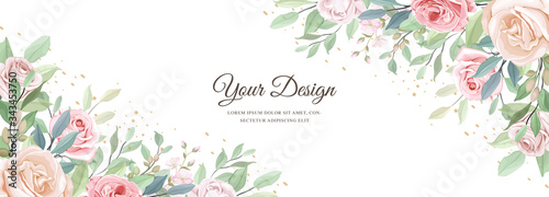 beautiful banner floral and leaves template