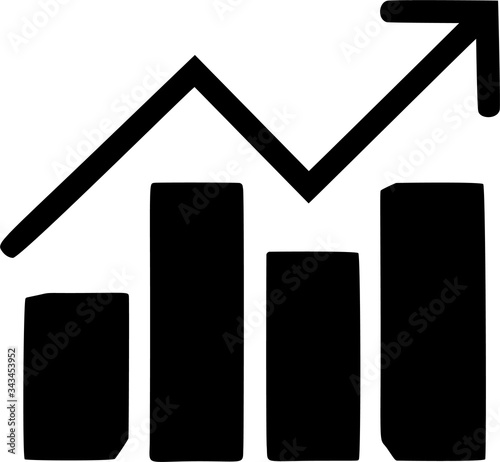 Growth chart icon. Grow diagram flat vector illustration. Busine. Graph Icon for Web Design