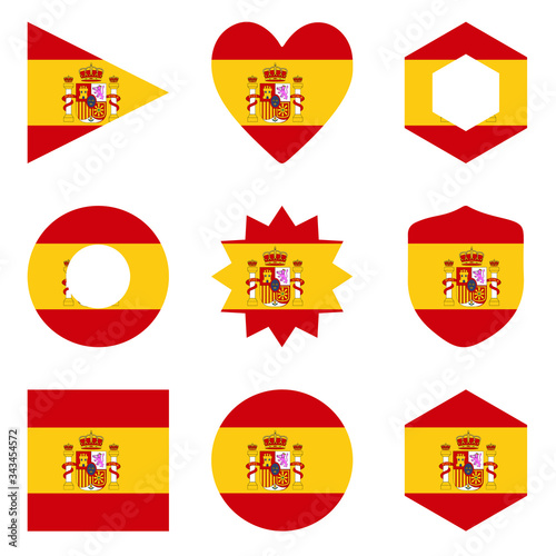 Set of nine form Spain. Vector icons. National flag of the Spain