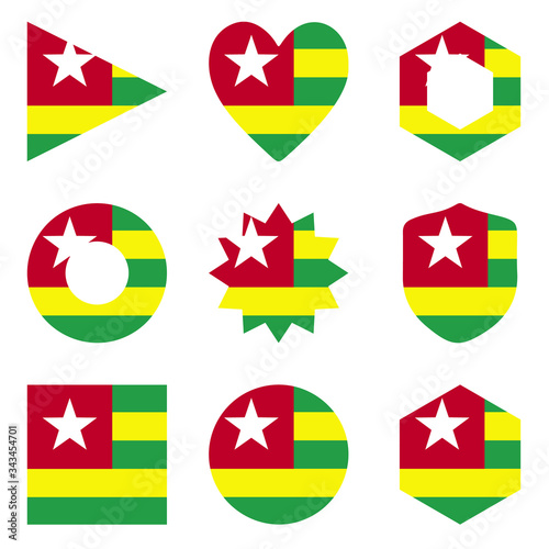 Set of nine form Togo. Vector icons. National flag of the Togo