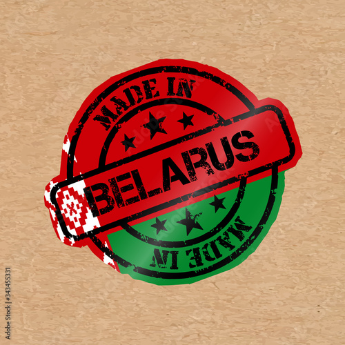 Vector stamp with flag of the Belarus. Lettering Made in Belarus photo