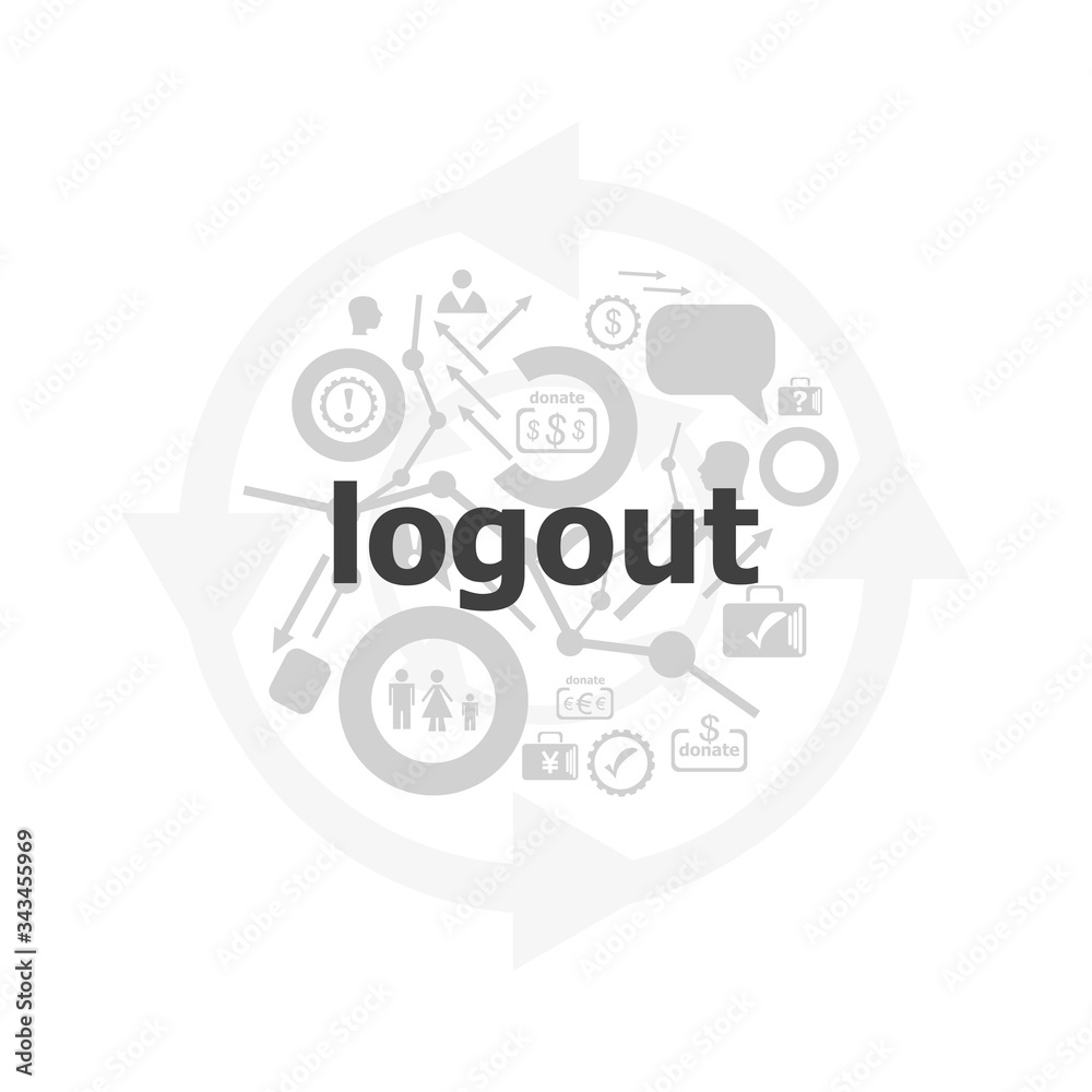 logout word on digital touch screen. information concept . Icon and button set