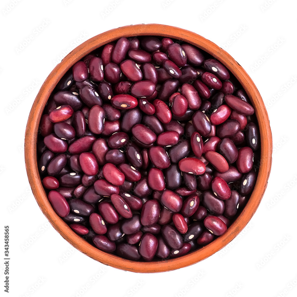 Red bean in bowl isolated on white background. View from above. Red bean in bowl isolated on white background. View from above.