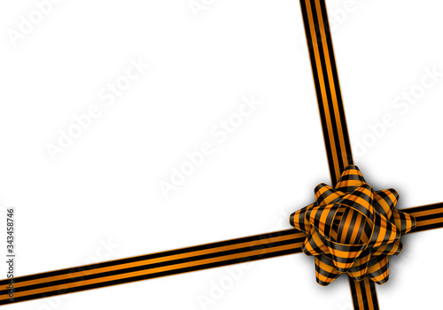 Gift cards with a black and orange tied bow and copy space. 9 May - Victory day template design. Graphic elements with St George's ribbon. Vector illustration