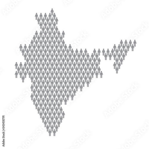 India population infographic. Map made from stick figure people