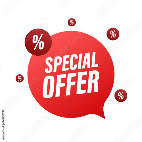 Special Offer grunge style red colored. Discount label. Vector stock illustration.