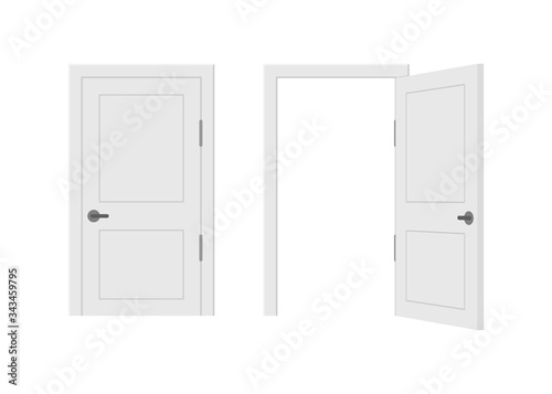 Open end closed door. Interior design. Business concept. Front view. Home office concept. Business success.