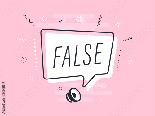 Loudspeaker with text 'false' on Quick Tips badge. Business concept for new ideas creativity and innovative solution. File has clipping path.