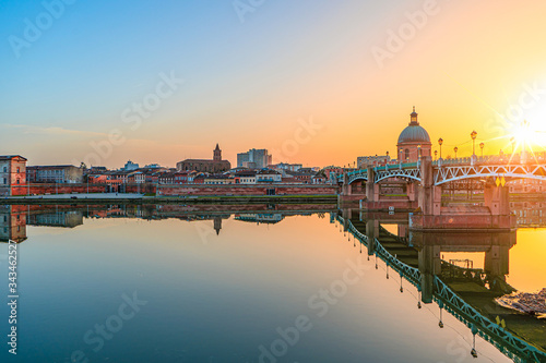 Garonne river and Dome de la Grave in Toulouse, France