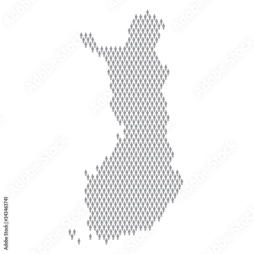 Finland population infographic. Map made from stick figure people