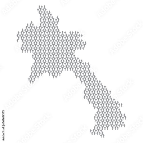 Laos population infographic. Map made from stick figure people