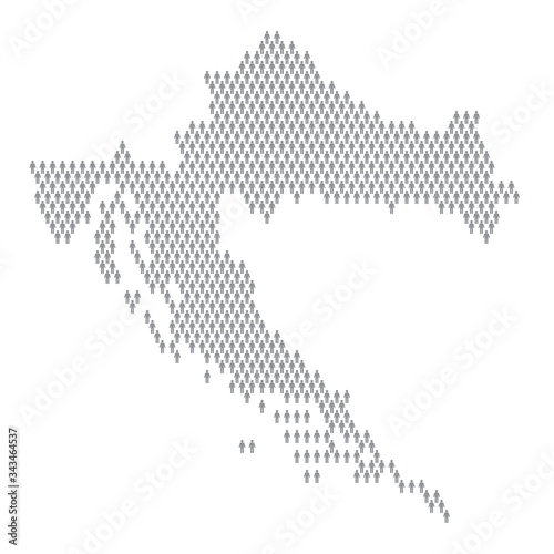 Croatia population infographic. Map made from stick figure people