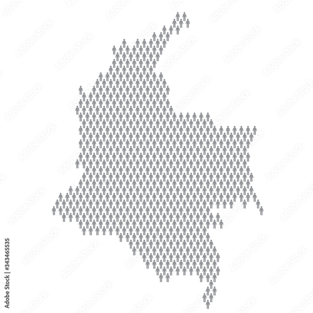Obraz premium Colombia population infographic. Map made from stick figure people