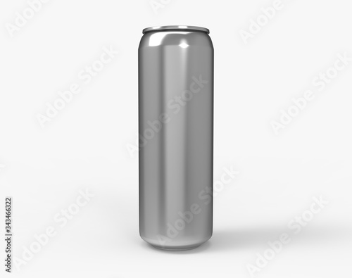 Aluminum soda, beer, energy drink tin can. Isolated on white. Clipping path. 3D Rendering.