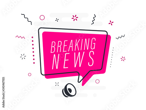 breaking news, tag design template, discount speech bubble banner, app icon, vector illustration