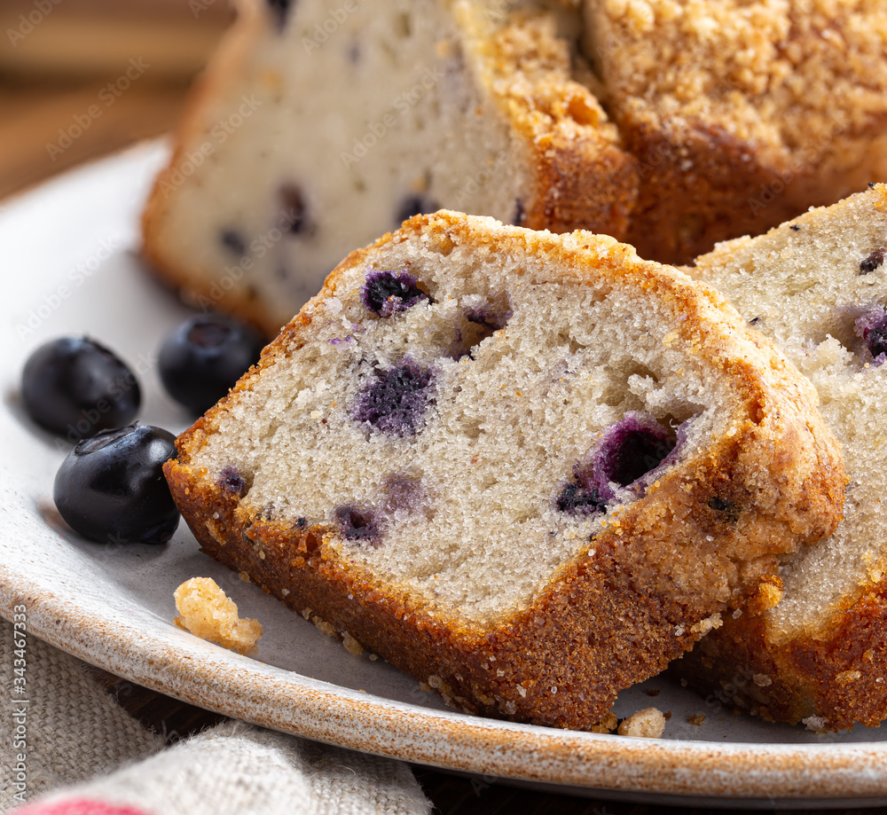 Sliced Blueberry Streusel Loaf Bread Sliced Blueberry Streusel Loaf Bread