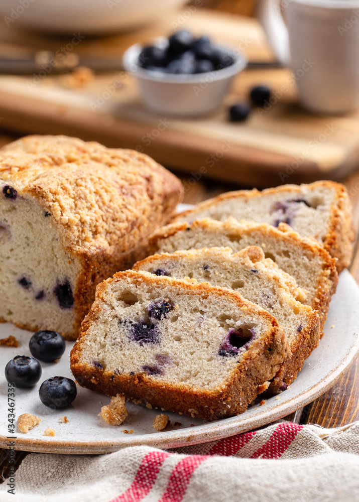 Sliced Blueberry Streusel Loaf Bread