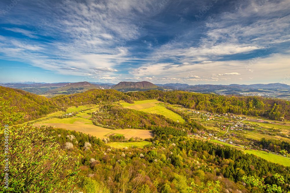 Obraz premium View from the Klapy hill, nature reserve near Povazska Bystrica town in northwestern Slovakia, Europe.