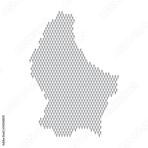 Luxembourg population infographic. Map made from stick figure people