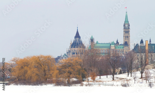 Parliament Hill in winter in Ottawa, Canada