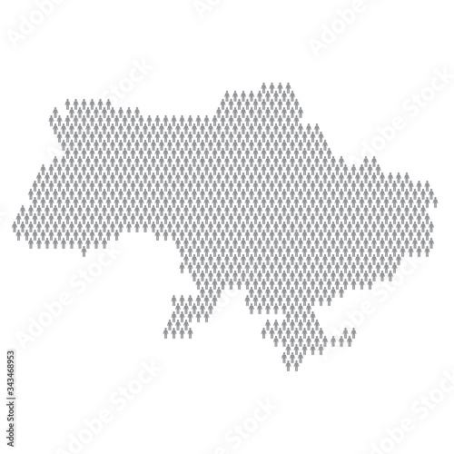 Ukraine population infographic. Map made from stick figure people