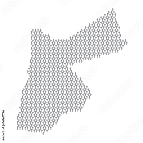 Jordan population infographic. Map made from stick figure people