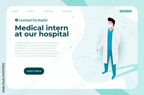 medical internship banner concept, medical themed landing page