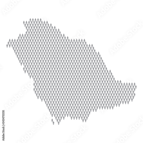 Saudi Arabia population infographic. Map made from stick figure people