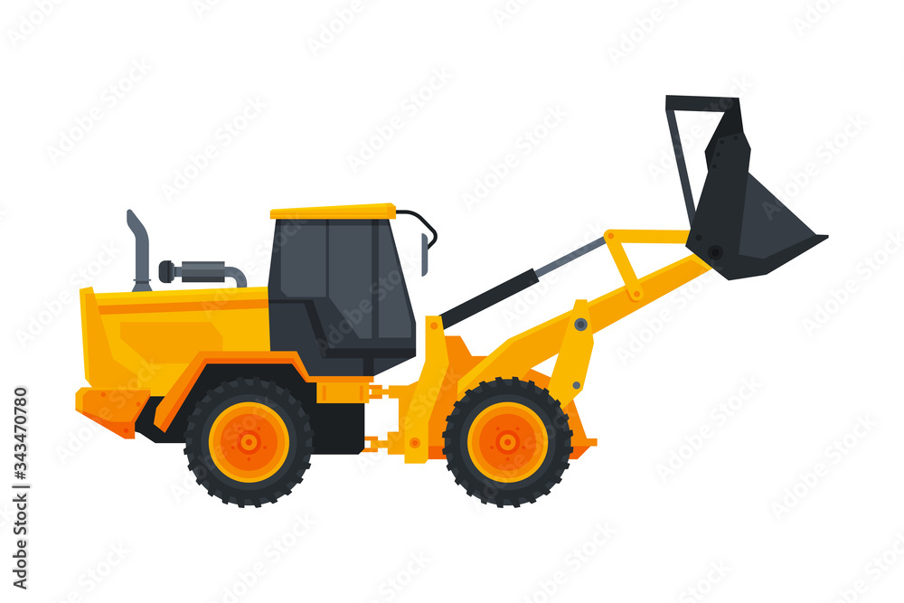 Bulldozer Construction Machinery, Heavy Special Transport, Side View Flat Vector Illustration Bulldozer Construction Machinery, Heavy Special Transport, Side View Flat Vector Illustration