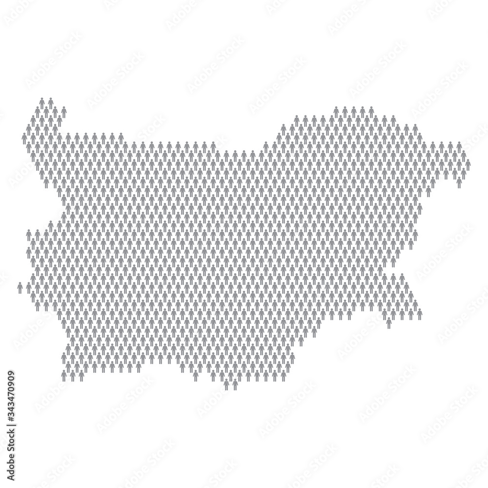 Fototapeta premium Bulgaria population infographic. Map made from stick figure people