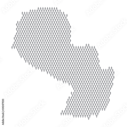 Paraguay population infographic. Map made from stick figure people