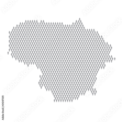 Lithuania population infographic. Map made from stick figure people