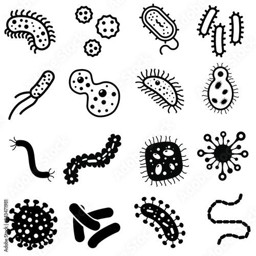 Bacteria icons vtctor set. bacteria illustration sign collection. microbe symbol.