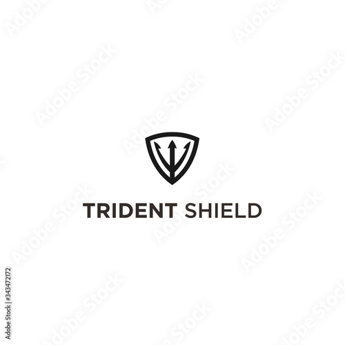 trident shield logo icon vector designs