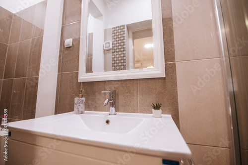 Beautifully decorated bathroom in a luxury apartment